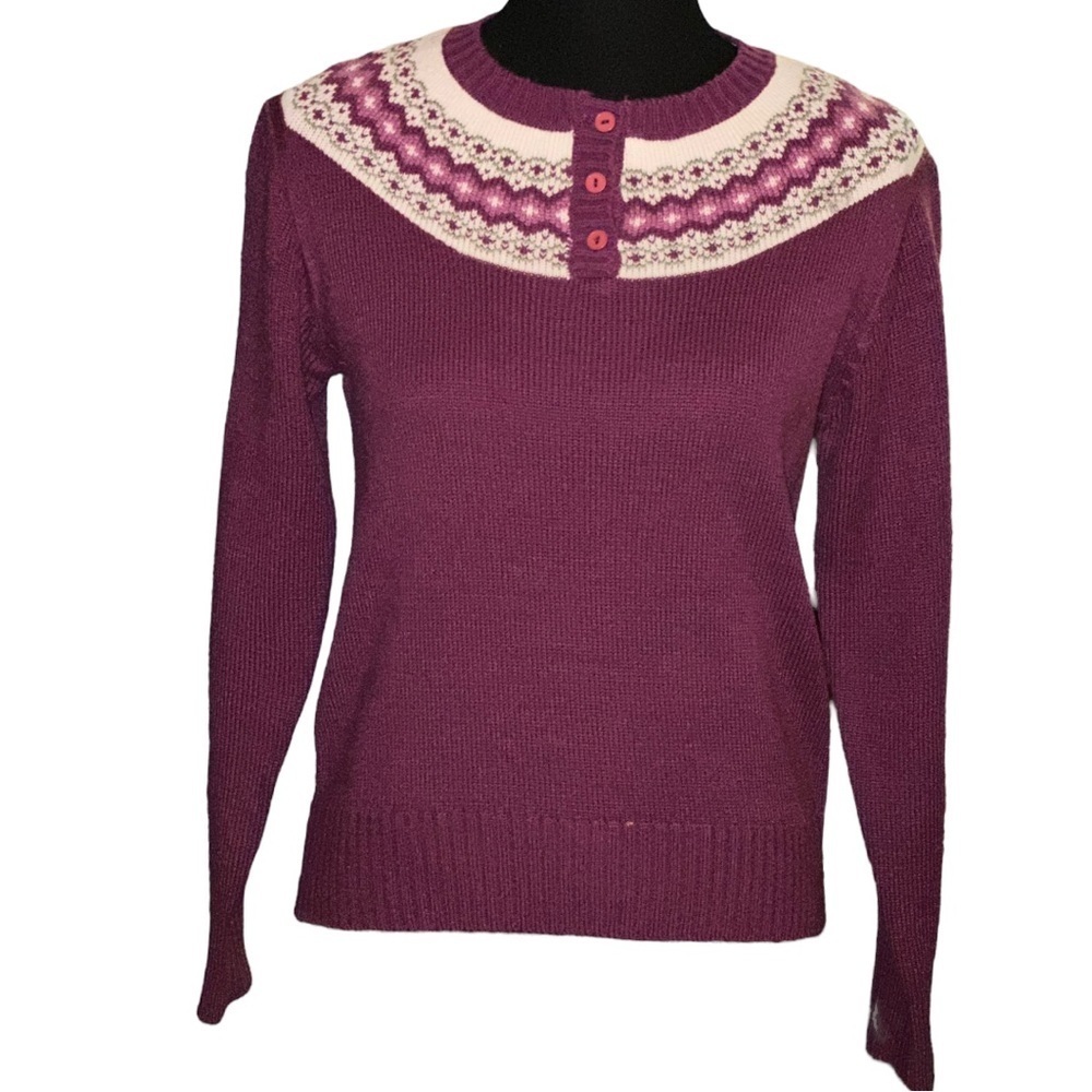 Vintage RICKI Cottagecore Fair Isle Purple Pullover Sweater Women’s Medium VGVC